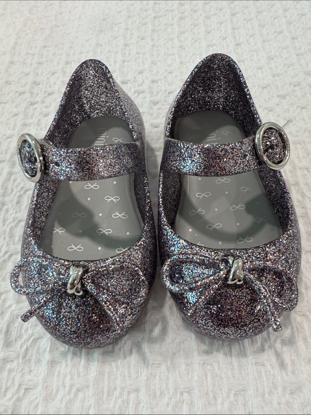 Mini Melissa Rainbow Glitter Mary Jane Shoes with Bow